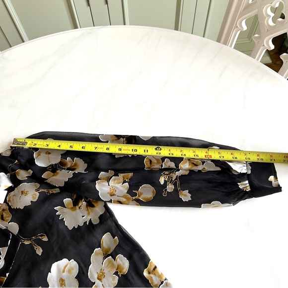 Alice + Olivia Violeta Sheer Floral-Print Bow-Neck Blouse Sz S - Picture 11 of 11